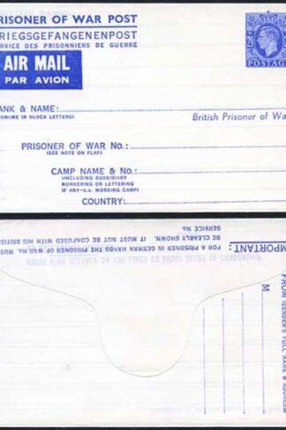 APF3 KGVI Air Mail Letter Sheet Forces Issue 2 1/2d Flap at Top MINT