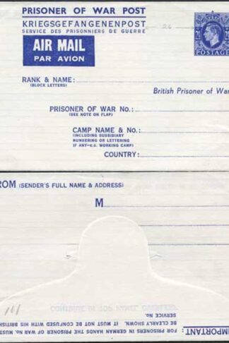 APF1 KGVI Air Mail Letter Sheet Forces Issue 2 1/2d Flap at bottom MINT