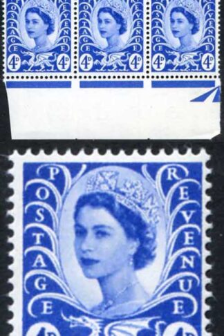 Wales XW5 4d Ultramarine Crowns Wmk 21 Examples in Blocks and Strips