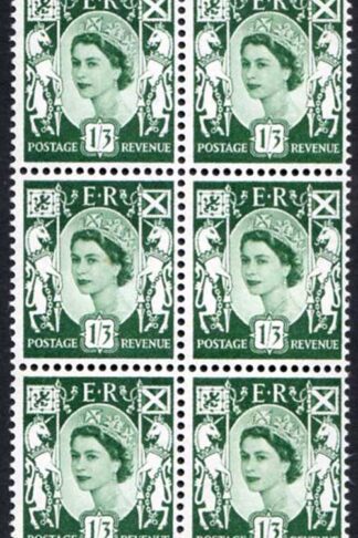 Scotland XS22 1/3 Green Crowns Wmk Cream Paper Block 6