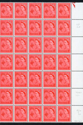 Guernsey XG9a 4d Bright Vermillion PVA Violet Phos Block 35 Stem Flaw Retouched
