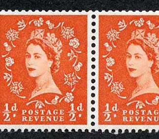SB6 1/2d Wmk Edward Perf E(1/2v) Booklet Pane of 2 with Part Arrow U/M