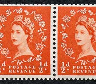 SB3 1/2d Wmk Tudor Booklet Pane of 2 Cylinder 1 no Dot U/M