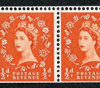 SB6 1/2d Wmk Edward Perf E Cylinder 3 No Dot Booklet Pane of 2 U/M