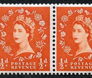 SB6 1/2d Edward wmk Booklet Pane of 2 Cylinder 1 No Dot U/M