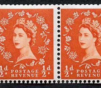 SB6 1/2d Edward wmk Booklet Pane of 2 Cylinder 1 No Dot U/M