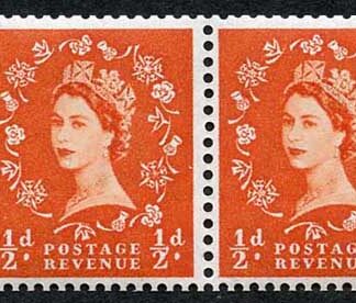 SB6 1/2d Edward wmk Booklet Pane of 2 Cylinder 1 No Dot U/M