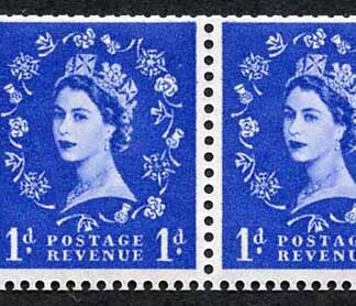 SB28 1d Edward wmk Booklet Pane of 2 Cylinder 1 Dot U/M