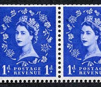 SB28 1d Edward wmk Booklet Pane of 2 Cylinder 1 Dot U/M