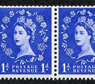 SB28 1d Wmk Edward Booklet Pane of 2 Perf E (1/2v) U/M
