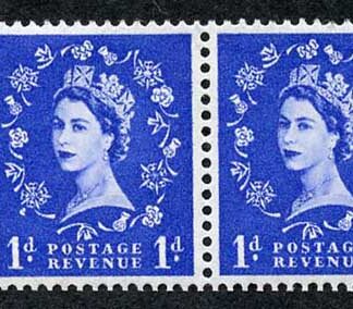 SB28 1d Wmk Edward Booklet Pane of 2 Perf E (1/2v) U/M