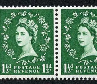 SB64 1 1/2d Wmk Edward Upright Perf E (1/2v) Booklet Pane of 2 U/M