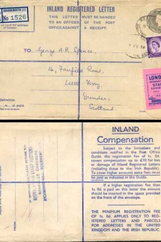 RP79 QEII 1/3 Grey Registered Envelope Size H Uprated