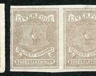 Circular Delivery SGCD51a Liverpool 3/4d brown lilac mint horizontal group of s