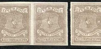 Circular Delivery SGCD51a Liverpool 3/4d brown lilac mint horizontal group of 5