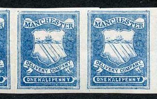 Circular Delivery SGCD50a Manchester 1/2d blue mint horizontal group of eight (
