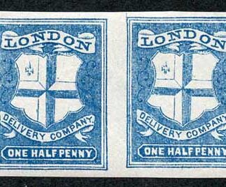 Circular Delivery SGCD50a London 1/2d blue mint horizontal group of six (imperf)