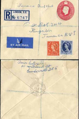RP80 KGVI 2 1/2d Carmine Post Office Envelope Size H Uprated