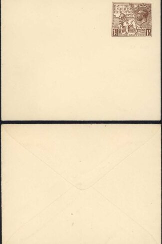 EP67KGV 1925 Wembley 1 1/2d Envelope Superb Mint