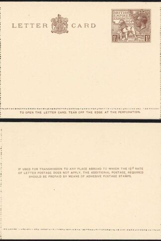 LCP10 KGV 1924 Wembley 1 1/2dLetter Card Superb Mint