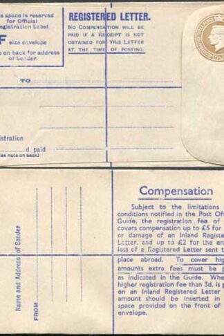 RP63 KGVI 5 1/2d Brown Post Office Issue Registered Envelope Size F Mint