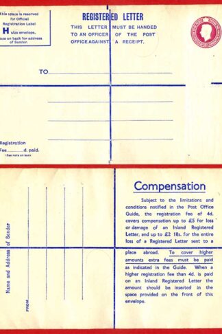 RP69 KGVI 4 1/2d Puce Registered Envelope Size H 18s on reverse Mint