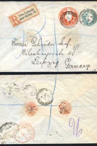 ESC622 KEVII 1/2d Blue Green and 4d Stamped to Order Envelope Used