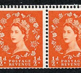 SB3 1/2d Wmk Tudor Upright Cylinder 3 No D Booklet Pane of 2 U/M