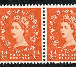 SB3 1/2d Wmk Tudor Perf Type E (1/2v) Booklet Pane of 2 with Part Arrow U/M