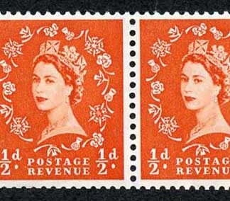 SB3 1/2d Wmk Tudor Perf Type E (1/2v) Booklet Pane of 2 with Part Arrow U/M