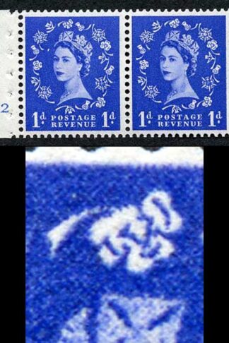 SB22a 1d Wmk Tudor Cyl 2 No Dot Booklet Pane of 2 with Shamrock Flaw U/M
