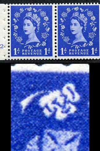 SB22a 1d Wmk Tudor Cyl 2 No Dot Booklet Pane of 2 with Shamrock Flaw U/M