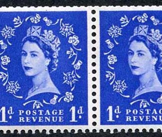 SB22 QEII 1d Wmk Tudor Booklet Pane of Two Perf Type I (1/2v) U/M Good Perfs