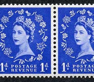 SB22 QEII 1d Wmk Tudor Booklet Pane of Two Perf Type I (1/2v) U/M Good Perfs