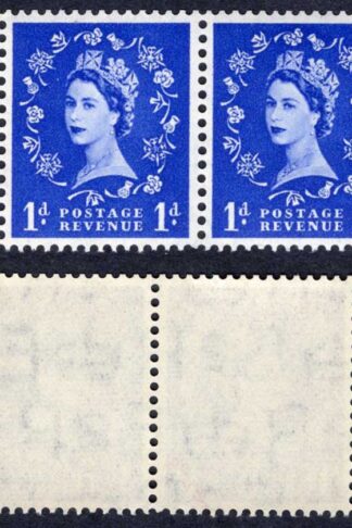 SB22 QEII 1d Wmk Tudor Booklet Pane of Two Perf Type I (1/2v) U/M Good Perfs