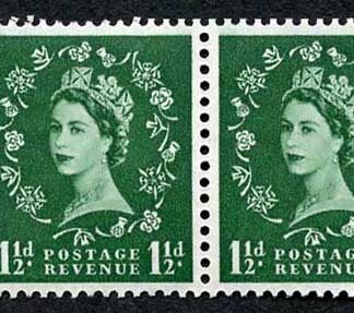 SB61 1 1/2d Wmk Tudor Perf E (1/2v) Booklet Pane of 2 U/M