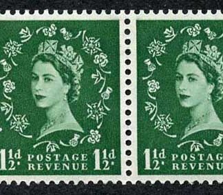 SB61 1 1/2d Wmk Tudor Perf E (1/2v) Booklet Pane of 2 U/M