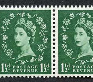 SB61 1 1/2d Wmk Tudor Perf E (1/2v) Booklet Pane of 2 U/M