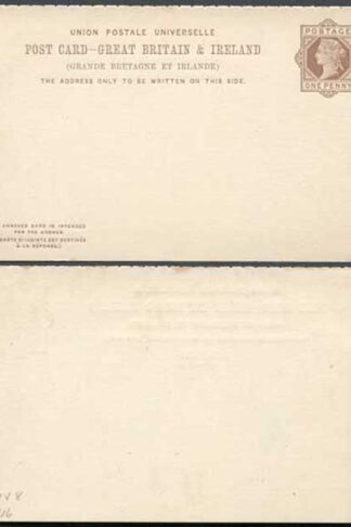 CP18d QV 1d + 1d Brown Foreign Reply Card Perf 14/3 Mint