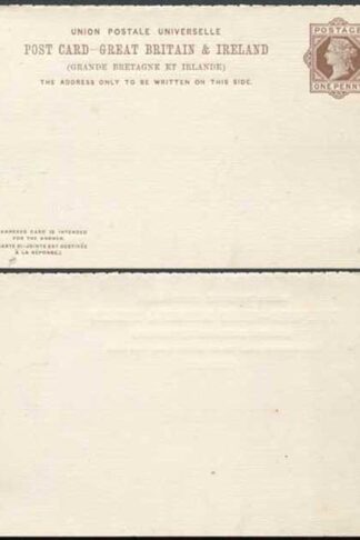 CP18d QV 1d + 1d Brown Foreign Reply Card Perf 14/3 Mint
