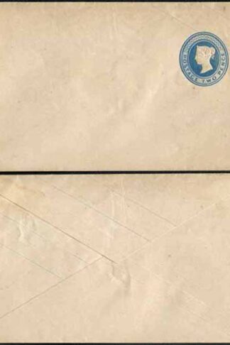 EP6bb QV 2d  Blue Post Office Envelope on Silk Thread 1 Paper Mint