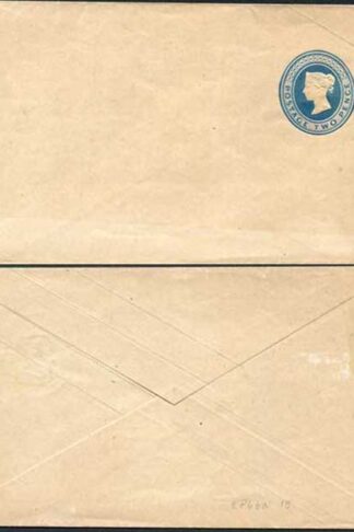 EP6bb QV 2d  Blue Post Office Envelope on Silk Thread 1 Paper Mint