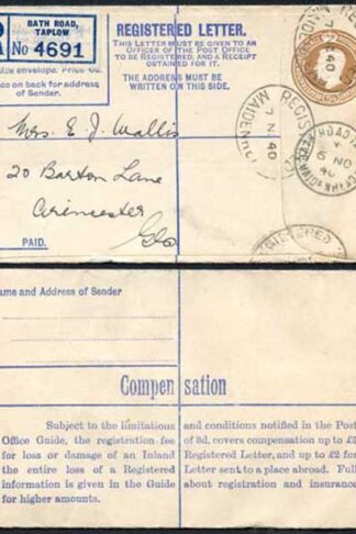 RP54 KGVI 5 1/2d Brown Registered Envelope McCorquodale Size F Mint