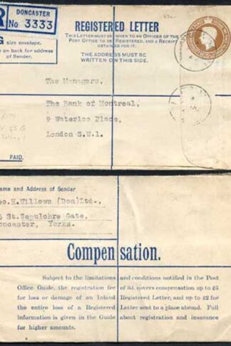 RP55 KGVI 5 1/2d Brown Registered Envelope Pirie Appleton Imprint Size G Used