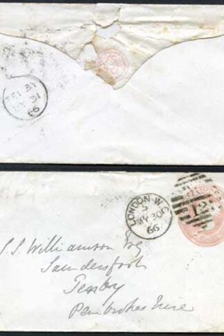 EP11 QV 1d Pink Envelope Size B (16.3.66) Used London CDS