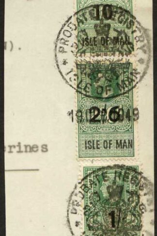 Isle of Man KGV 2/6 PAIR and KGVI 2/6 PAIR Key Plate Type Revenues CDS on Piece