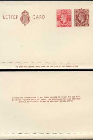 LCP14b KGVI 1 1/2d and 1d Compound Stamped Letter Card Gummed on Back Half MINT