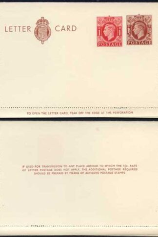 LCP14b KGVI 1 1/2d and 1d Compound Stamped Letter Card Gummed on Back Half MINT