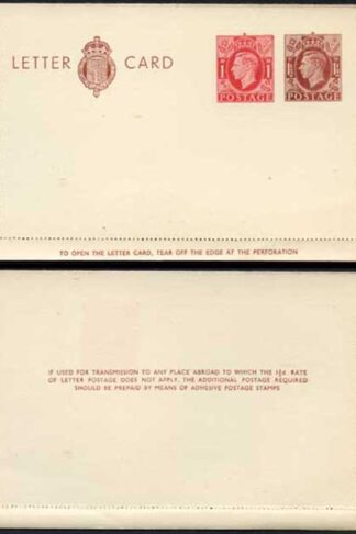 LCP14b KGVI 1 1/2d and 1d Compound Stamped Letter Card Gummed on Back Half MINT