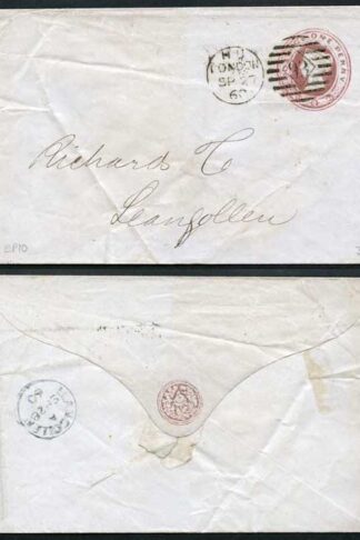 EP19 QV 1d Pink Envelope Size F (22.8.60) Used London Cancel